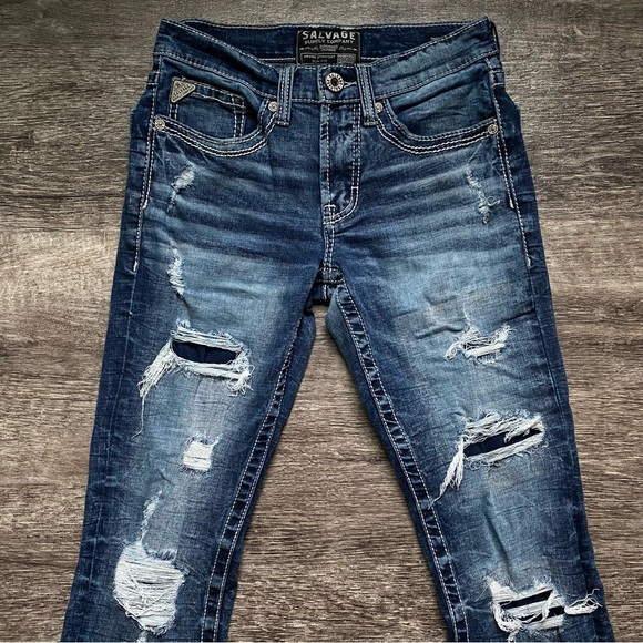 Salvage ripped jeans women’s size 29x30 Havoc straight slim fit - Picture 3 of 10